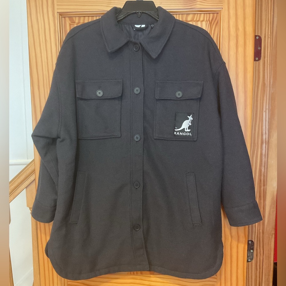KANGOL JACKET MENS SZ L KANGOL x H&M CHARCOAL GRAY QUILTED INTERIOR WARM POCKETS